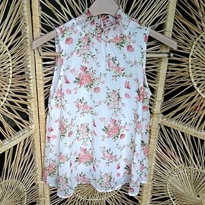 High Neck Floral Tank